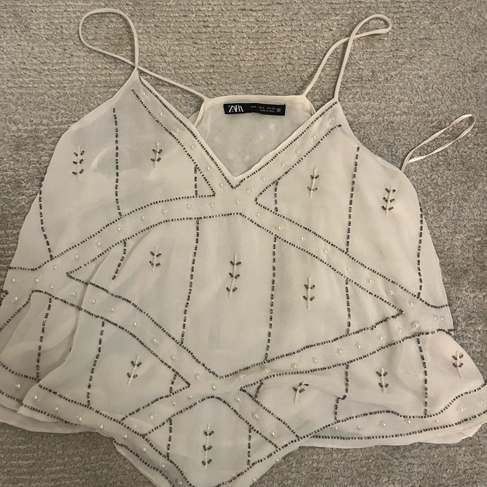 Zara Cream Embellished Camisole